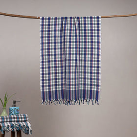 Handloom fine cotton checks bath towel 05 - handcrafted