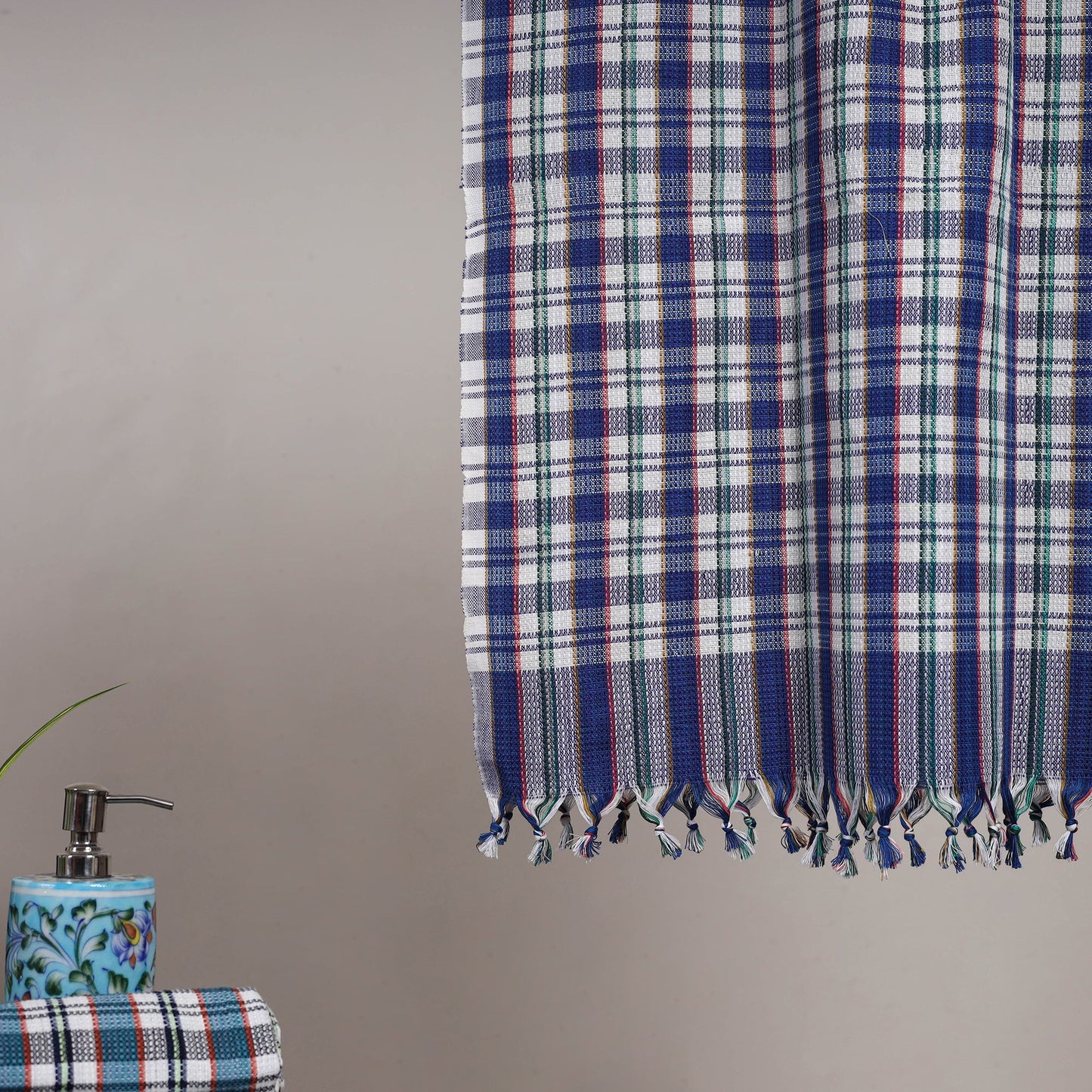 Handloom fine cotton checks bath towel 05 - handcrafted