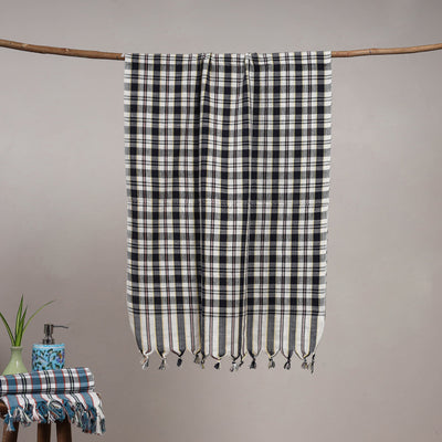 Handloom fine cotton checks bath towel 06 - handcrafted