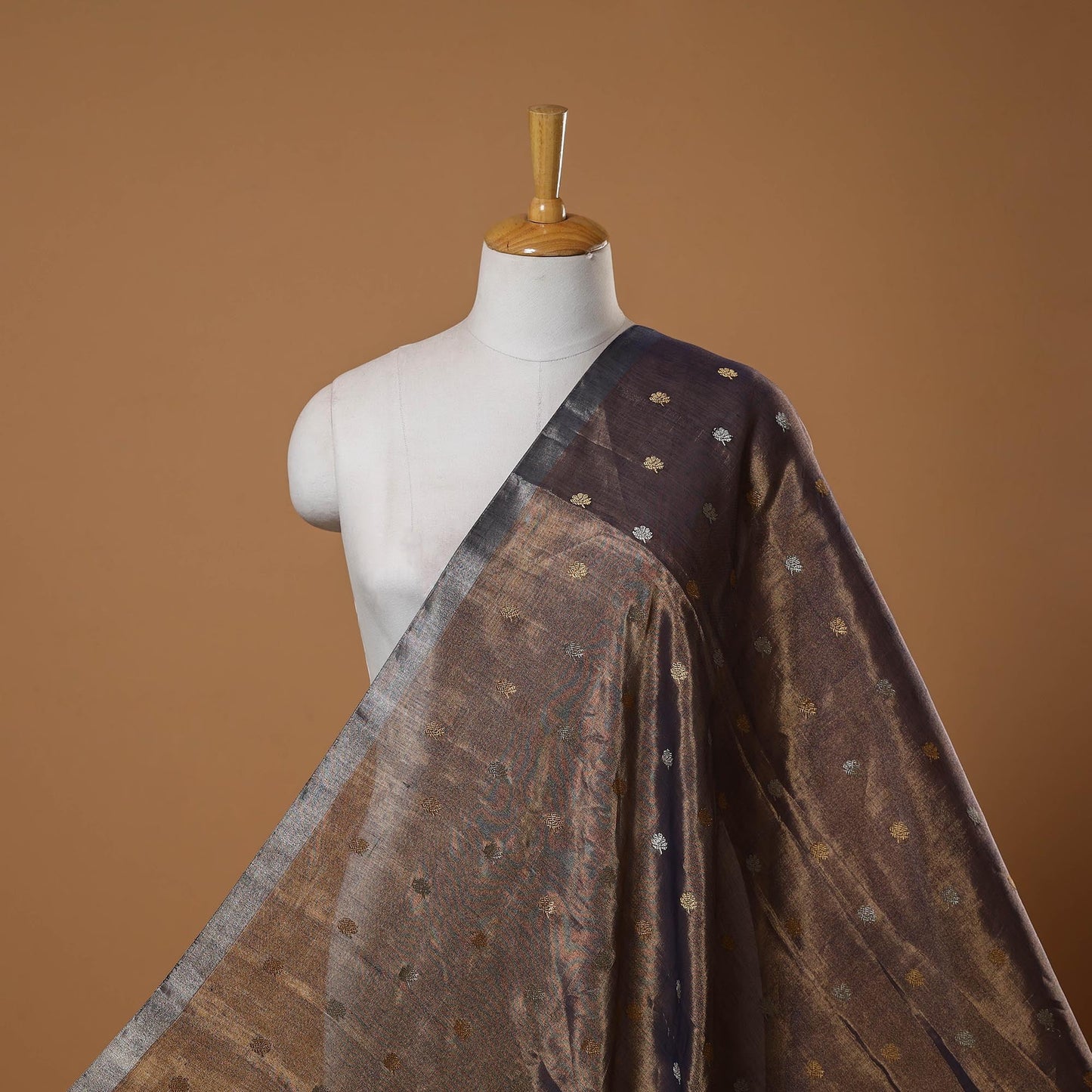 Handloom heavy tissue gold zari buti pure chanderi silk