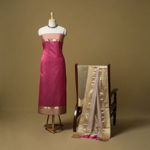 Handloom maheshwari silk 3pc unstitched dress material