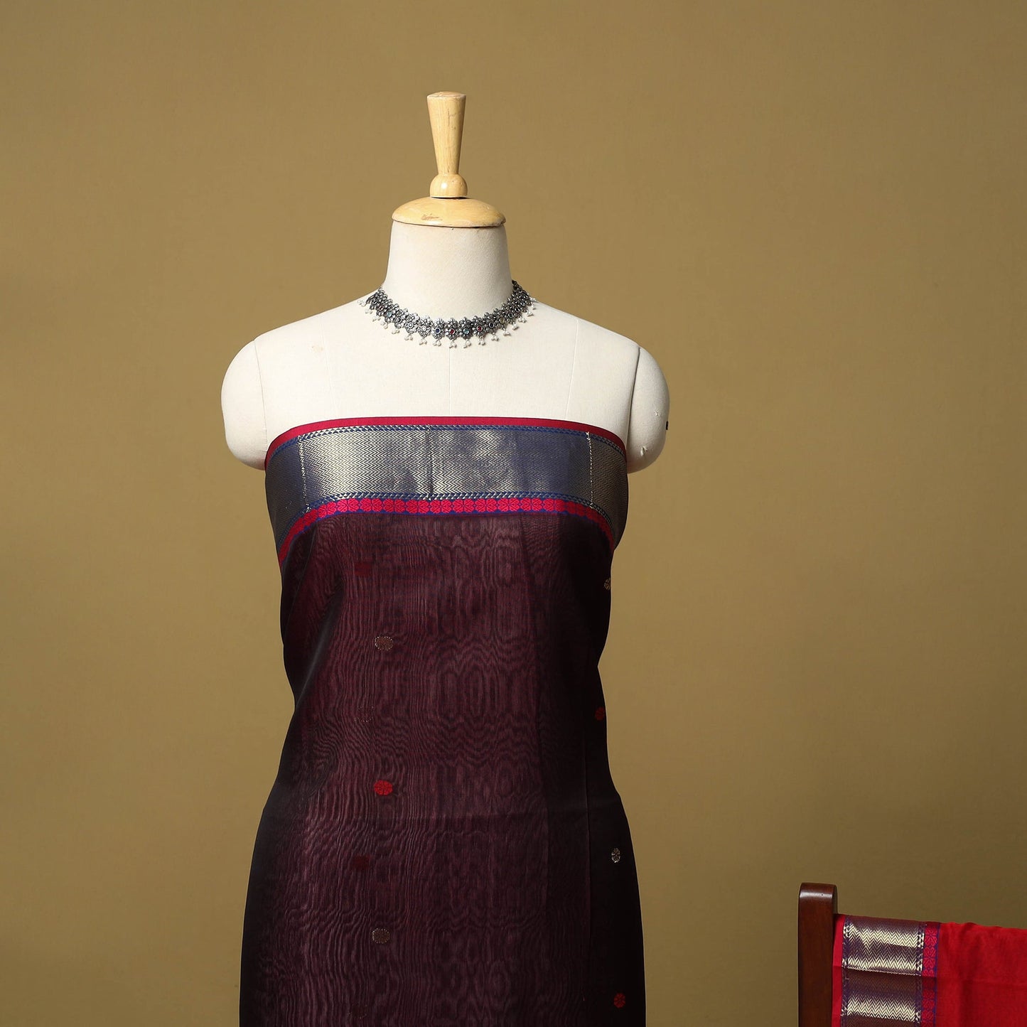 Handloom maheshwari silk buti work 2pc unstitched dress