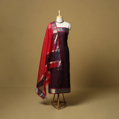 Handloom maheshwari silk buti work 2pc unstitched dress