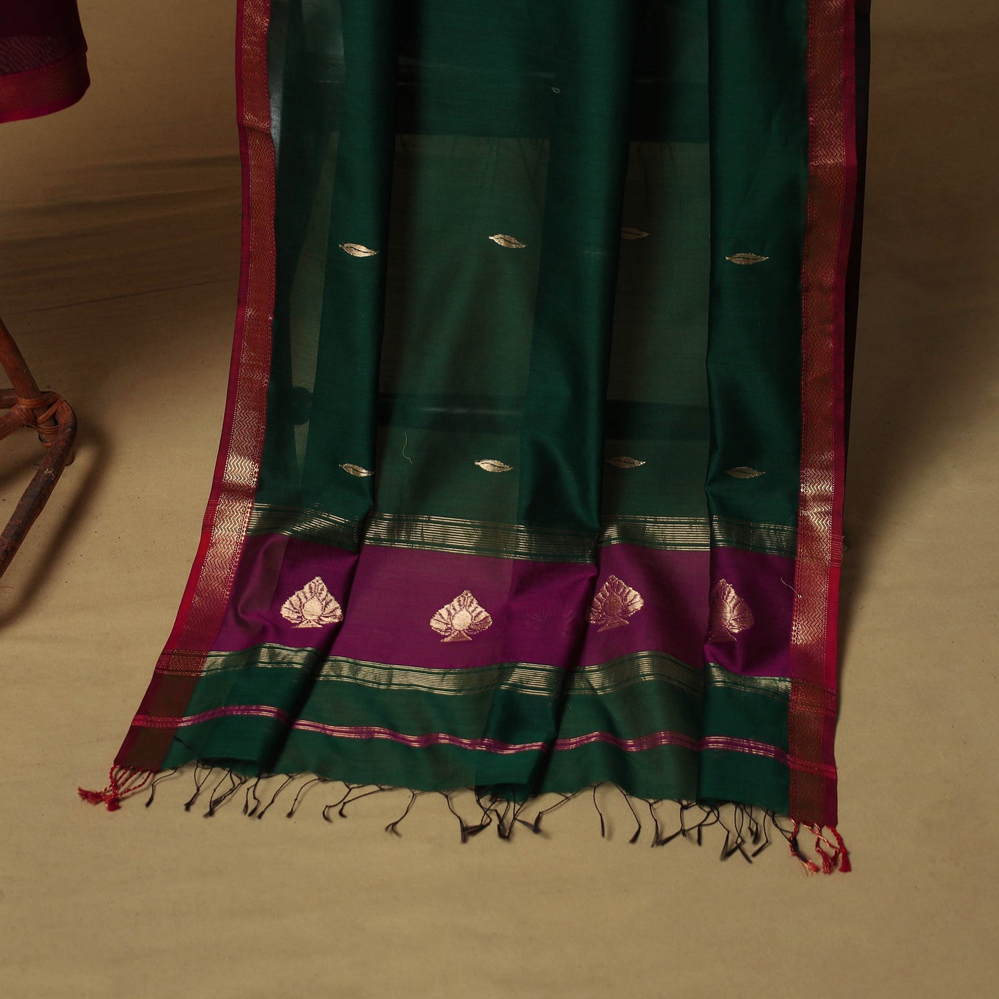 Handloom maheshwari silk buti work 2pc unstitched dress
