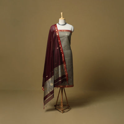 Handloom maheshwari silk buti work 2pc unstitched dress