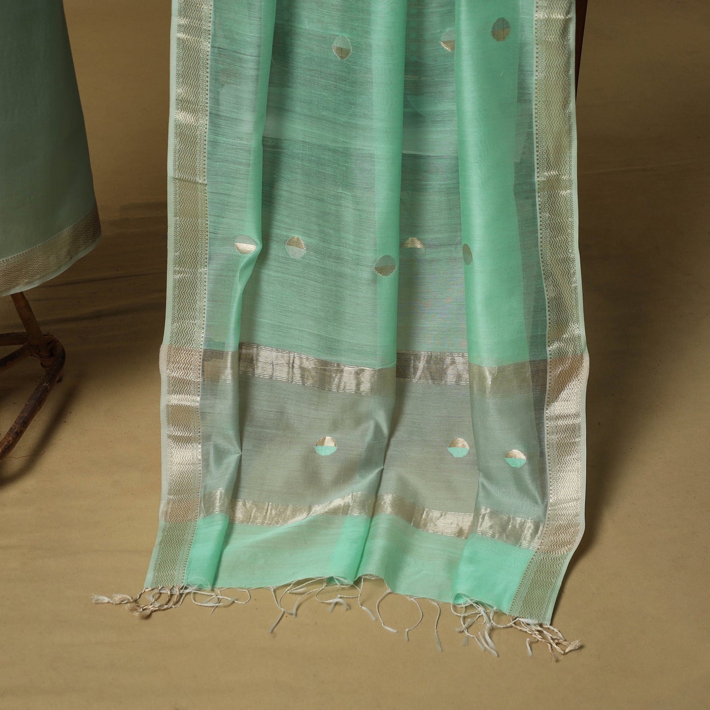 Handloom maheshwari silk buti work 2pc unstitched dress