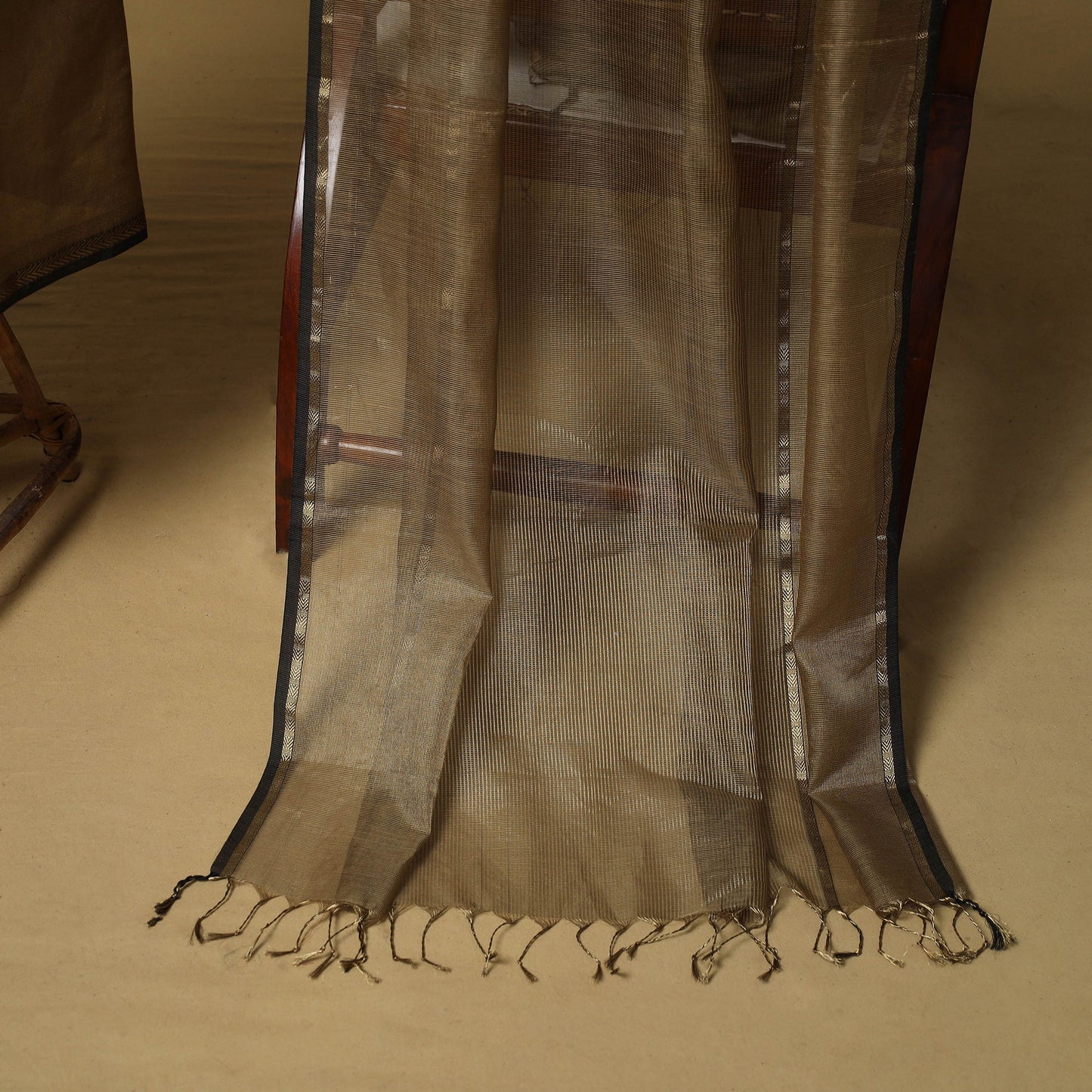 Handloom maheshwari silk tissue zari 2pc unstitched dress