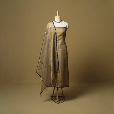 Handloom maheshwari silk tissue zari 2pc unstitched dress