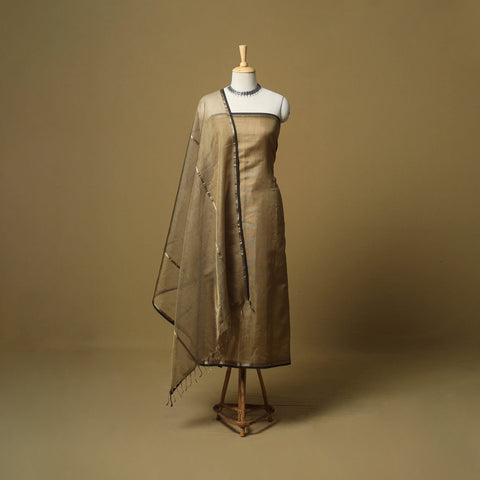 Handloom maheshwari silk tissue zari 2pc unstitched dress