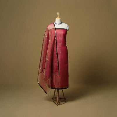 Handloom maheshwari silk tissue zari 2pc unstitched dress