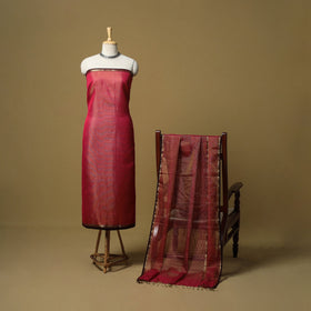 Handloom maheshwari silk tissue zari 2pc unstitched dress