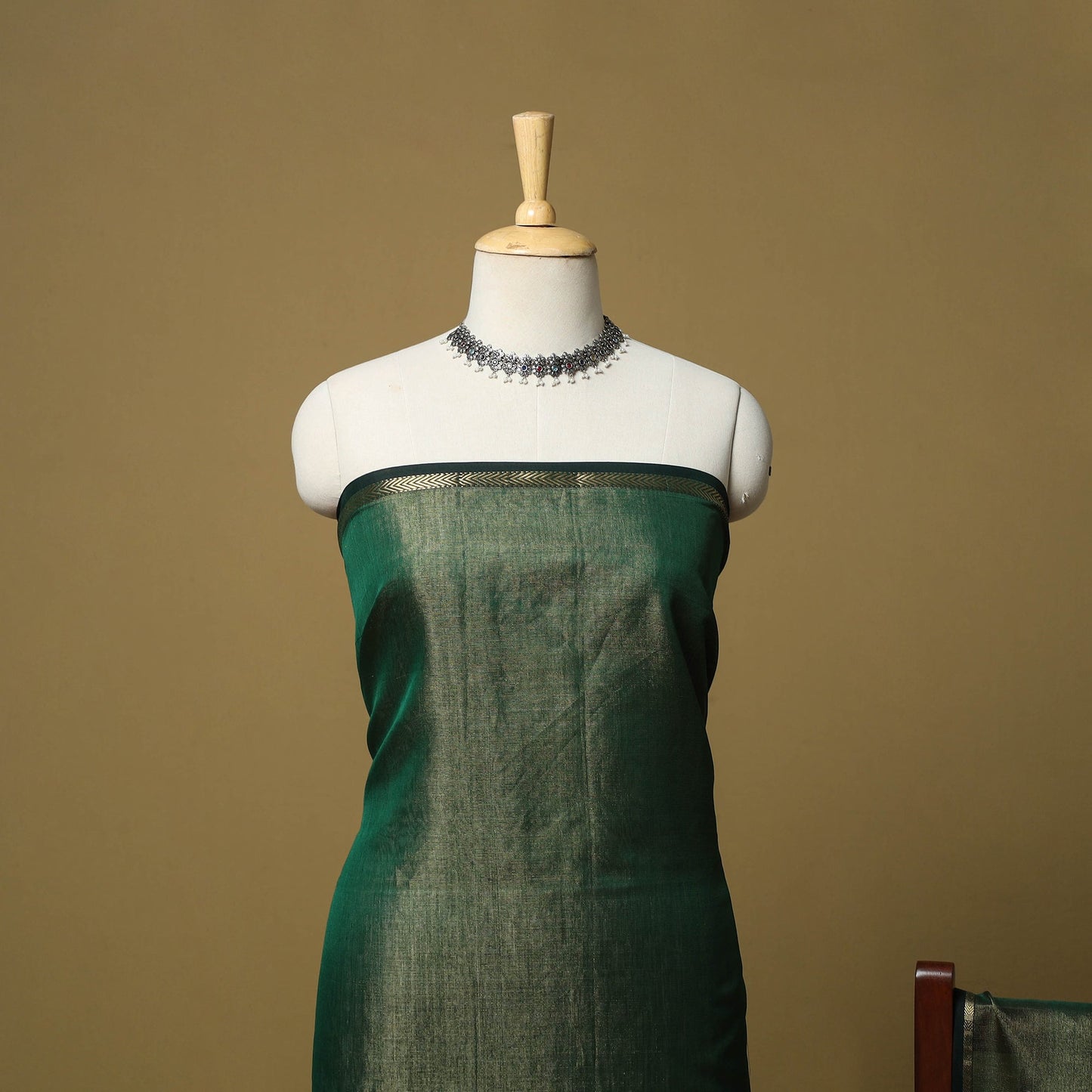 Handloom maheshwari silk tissue zari 2pc unstitched dress