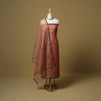 Handloom maheshwari silk tissue zari 2pc unstitched dress