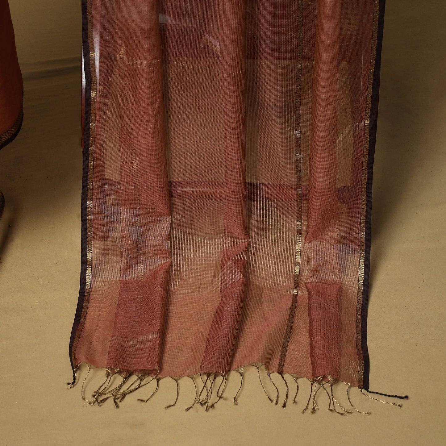 Handloom maheshwari silk tissue zari 2pc unstitched dress