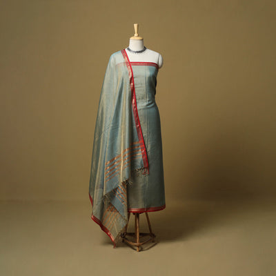 Handloom maheshwari silk tissue zari 2pc unstitched dress