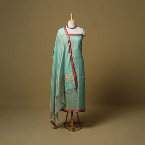 Handloom maheshwari silk tissue zari 2pc unstitched dress