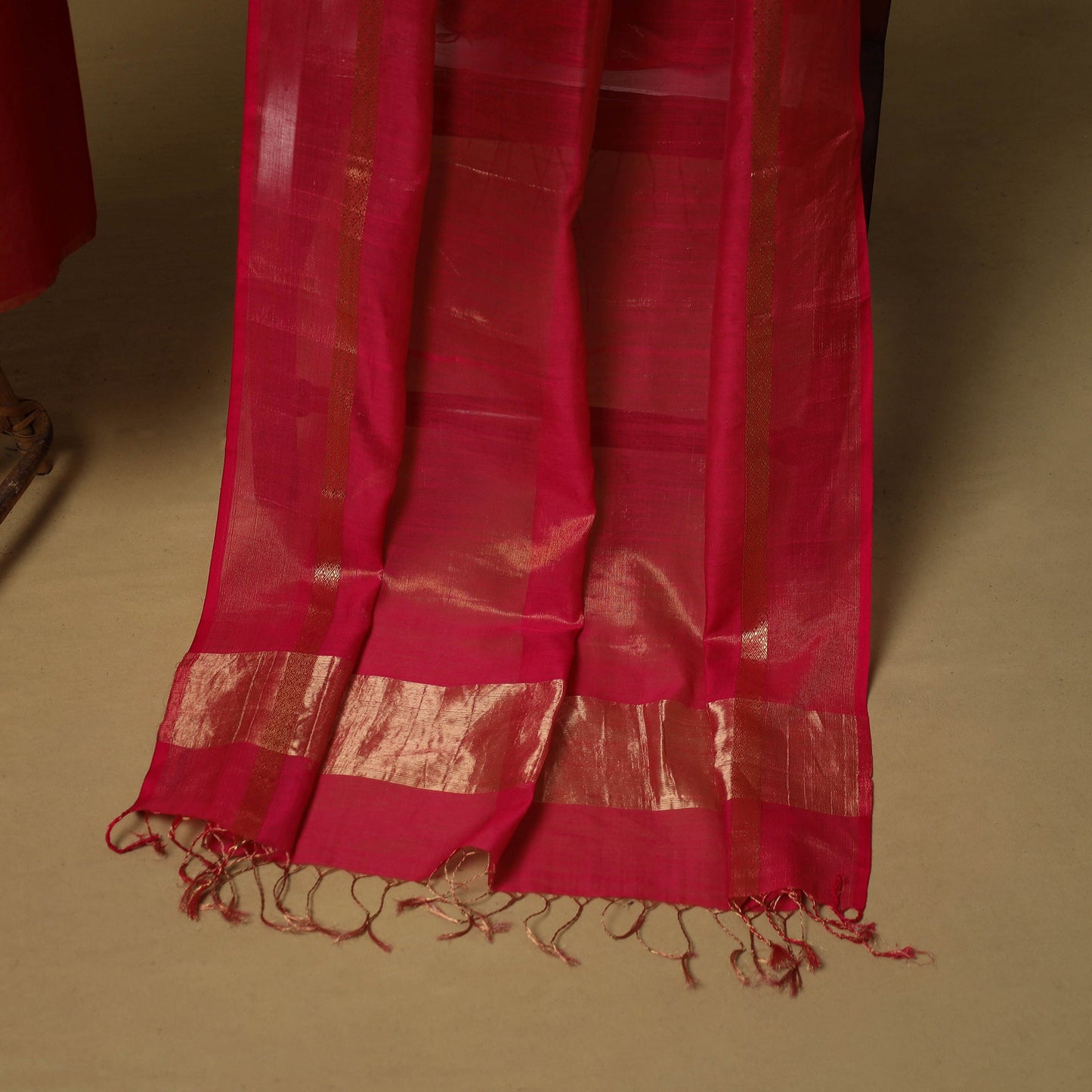 Handloom maheshwari silk tissue zari 2pc unstitched dress