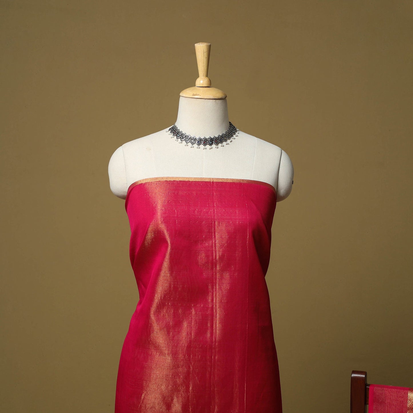 Handloom maheshwari silk tissue zari 2pc unstitched dress