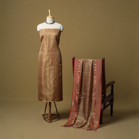 Handloom maheshwari silk tissue zari 2pc unstitched dress