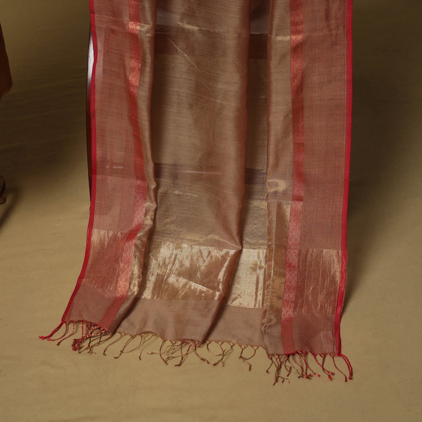 Handloom maheshwari silk tissue zari 2pc unstitched dress