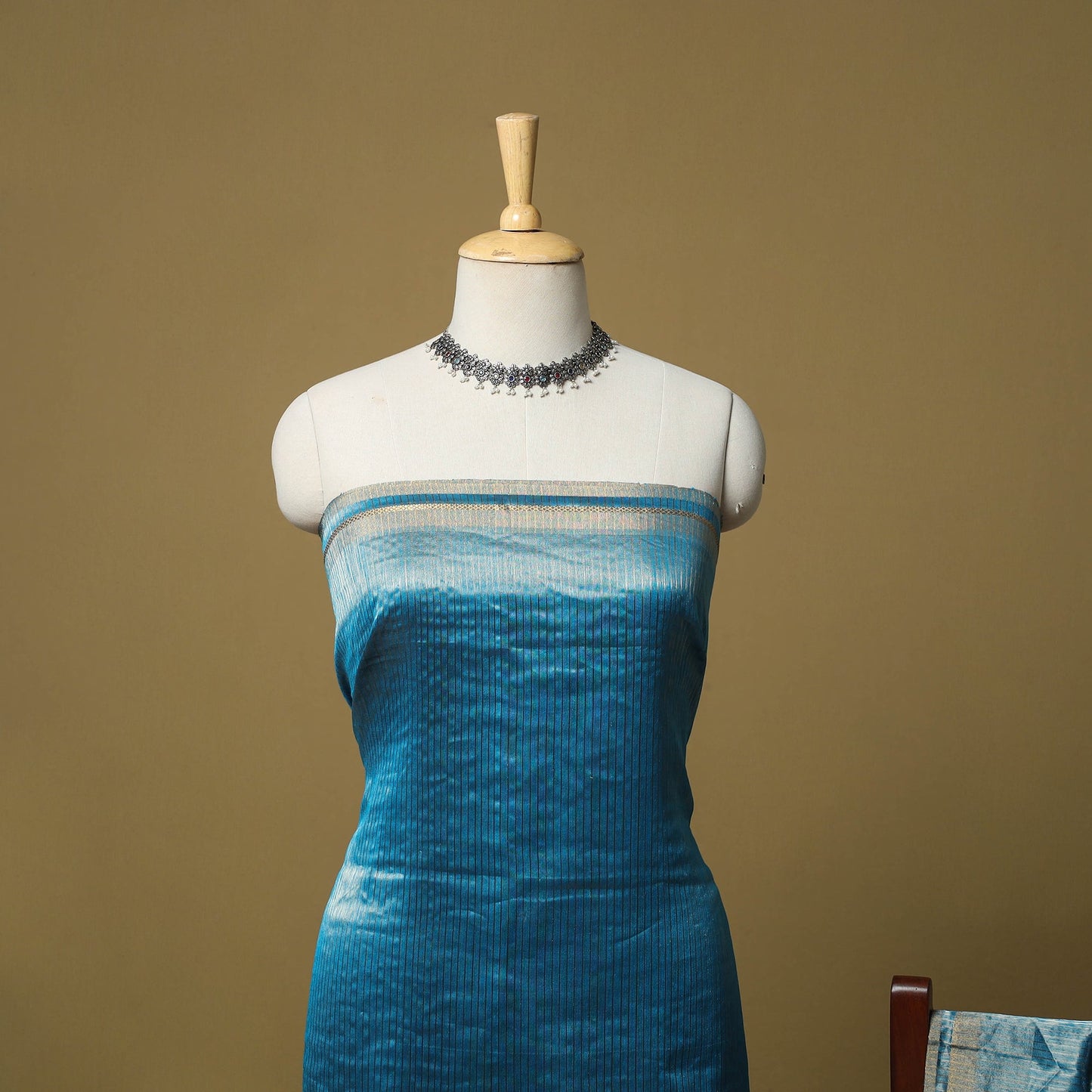 Handloom maheshwari silk tissue zari stripes 2pc unstitched