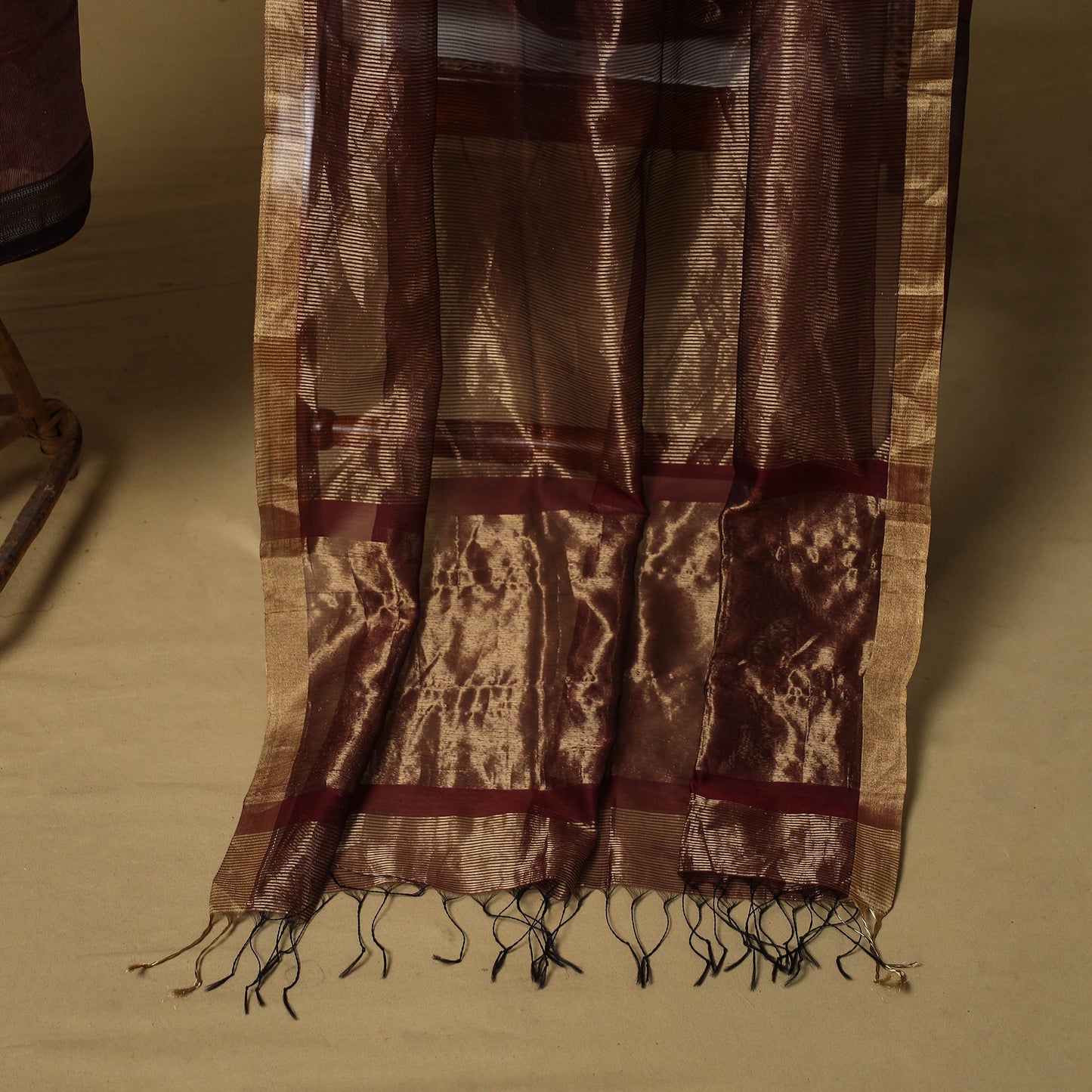 Handloom maheshwari silk tissue zari stripes 2pc unstitched