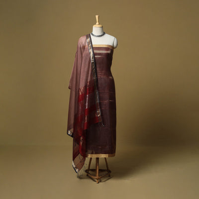 Handloom maheshwari silk tissue zari stripes 2pc unstitched