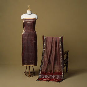 Handloom maheshwari silk tissue zari stripes 2pc unstitched