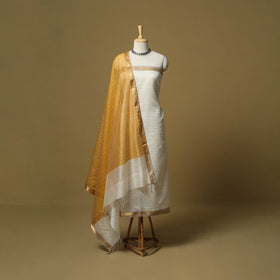 Handloom maheshwari silk zari work 2pc unstitched dress