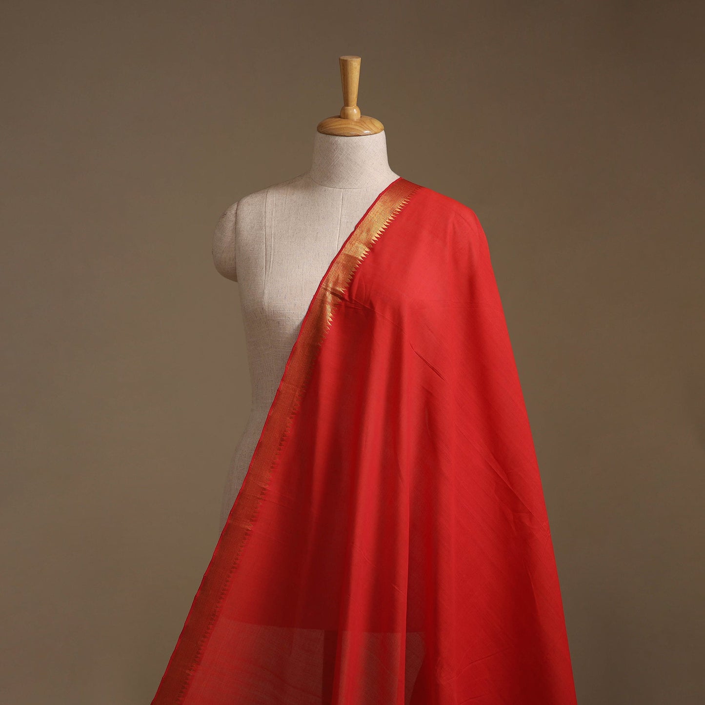 Handloom mangalagiri cotton fabric with nizam zari border