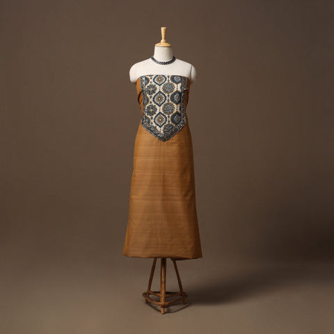 Handloom mangalagiri patchwork cotton unstitched kurta