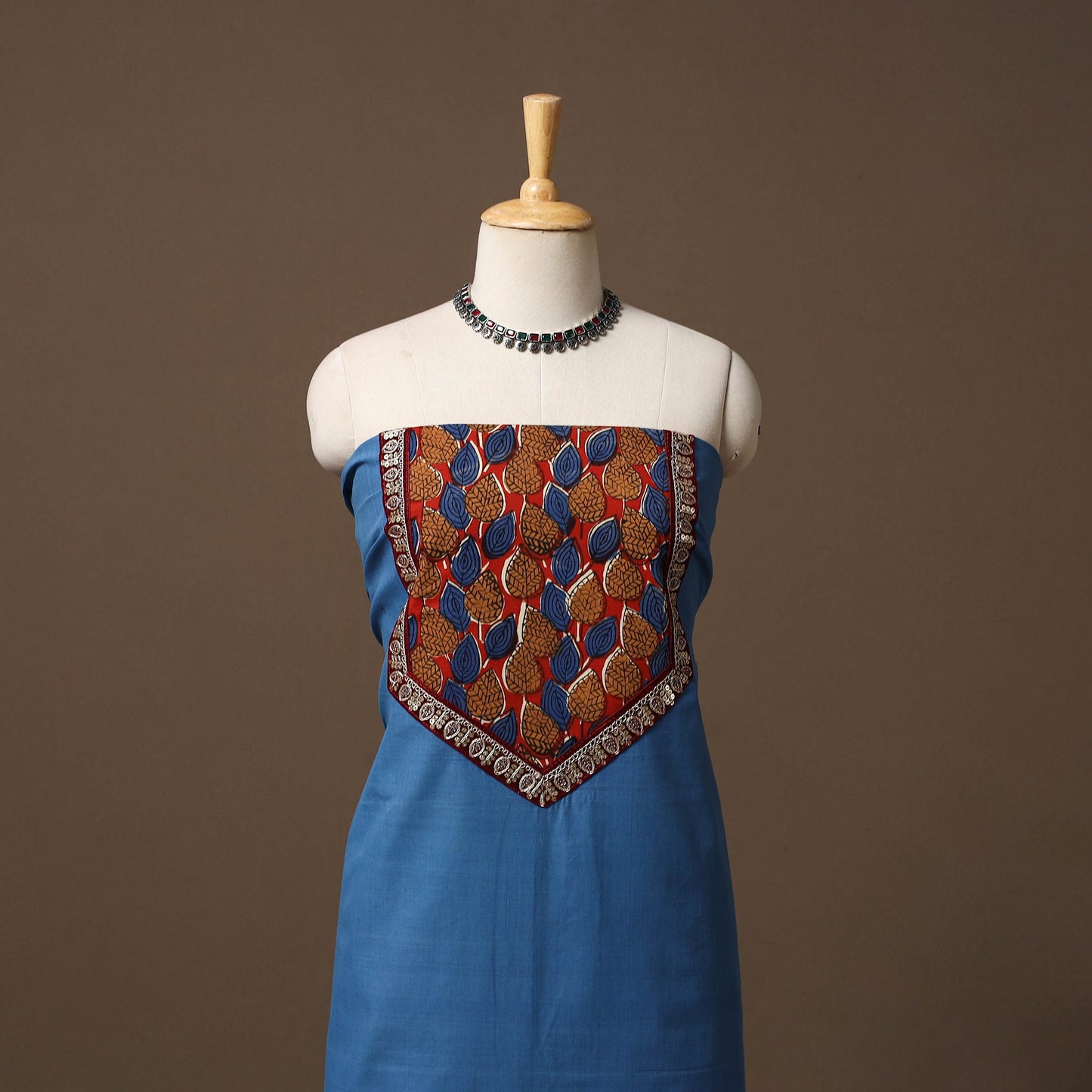 Handloom mangalagiri patchwork cotton unstitched kurta