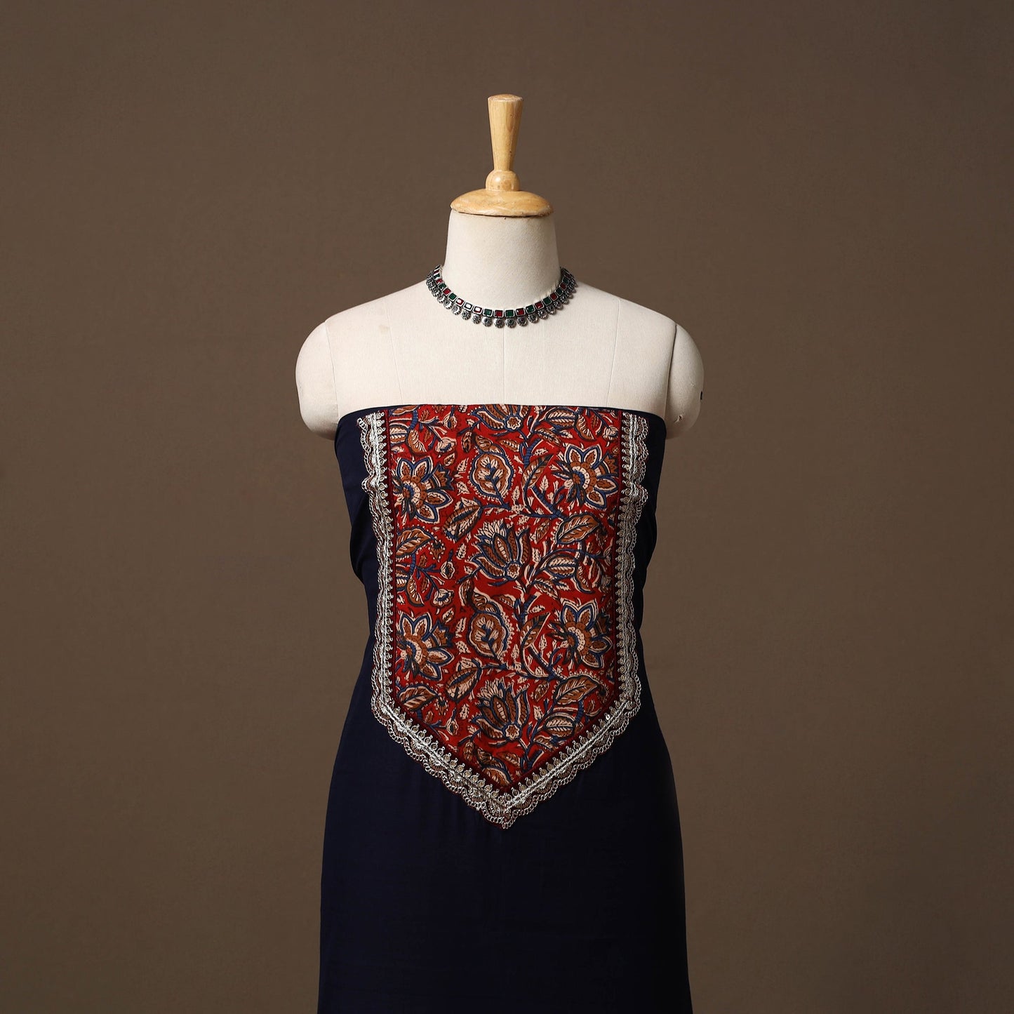 Handloom mangalagiri patchwork cotton unstitched kurta