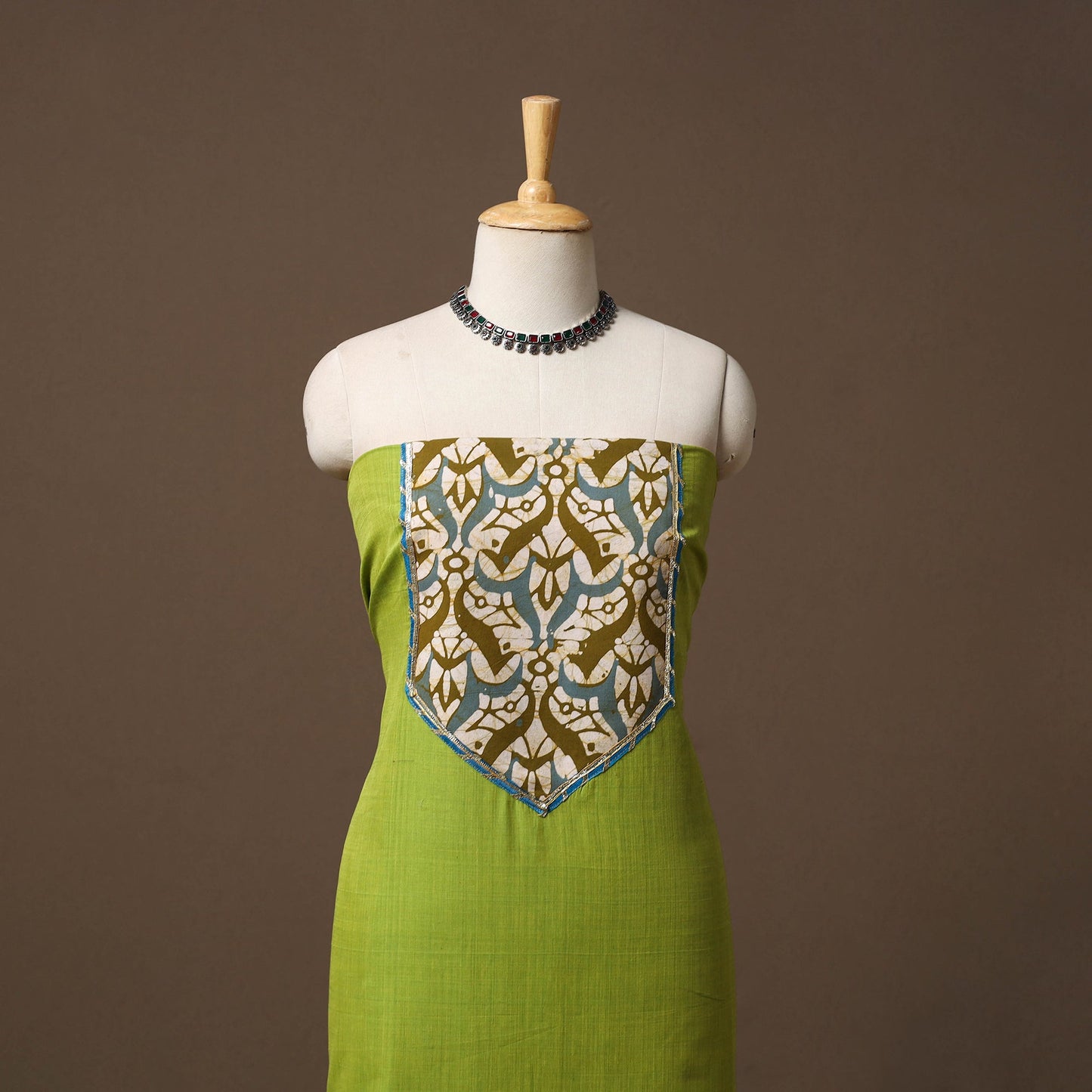 Handloom mangalagiri patchwork cotton unstitched kurta