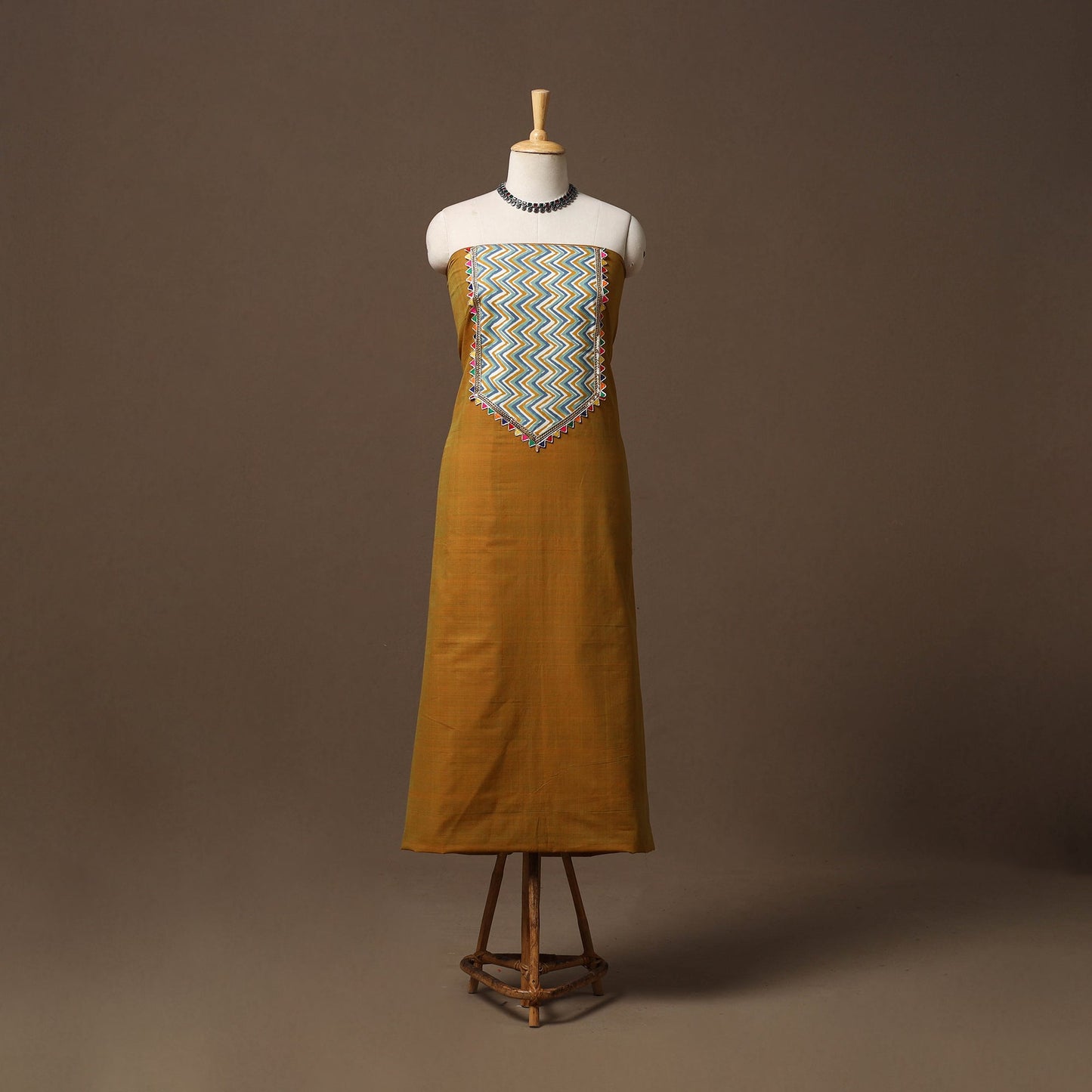 Handloom mangalagiri patchwork cotton unstitched kurta