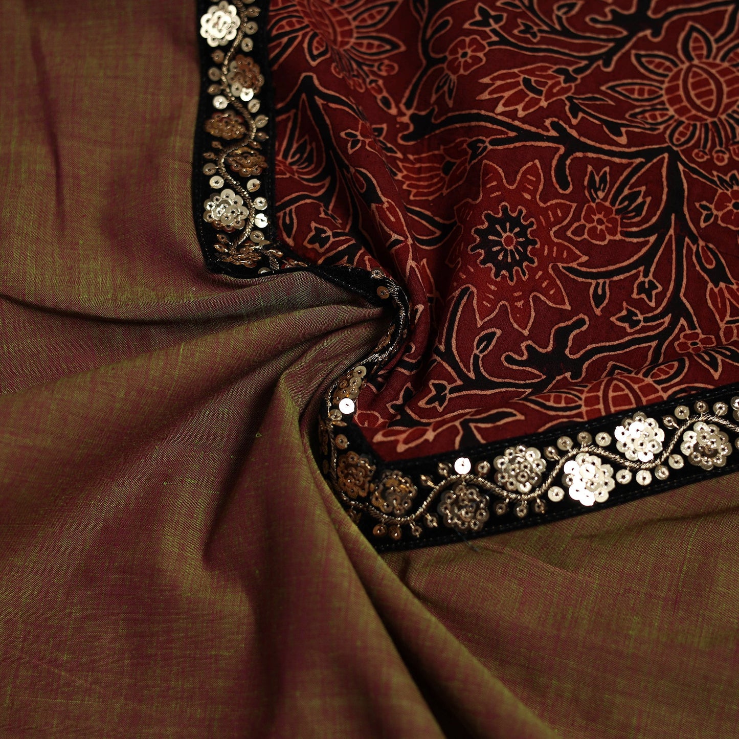 Handloom mangalagiri patchwork cotton unstitched kurta