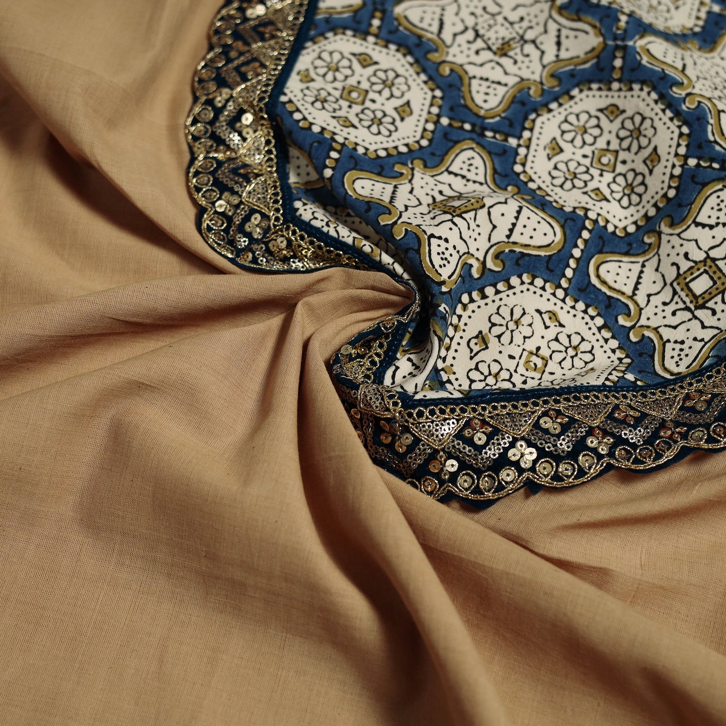 Handloom mangalagiri patchwork cotton unstitched kurta