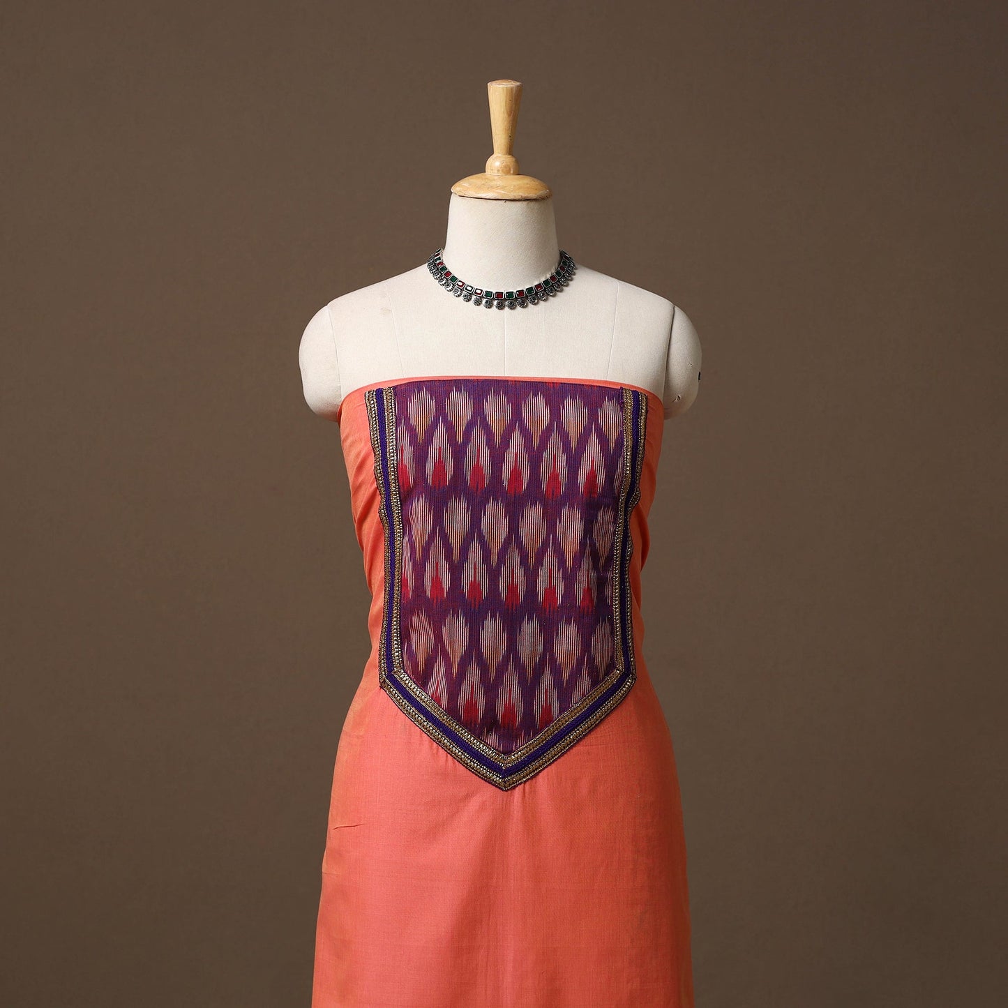 Handloom mangalagiri patchwork cotton unstitched kurta