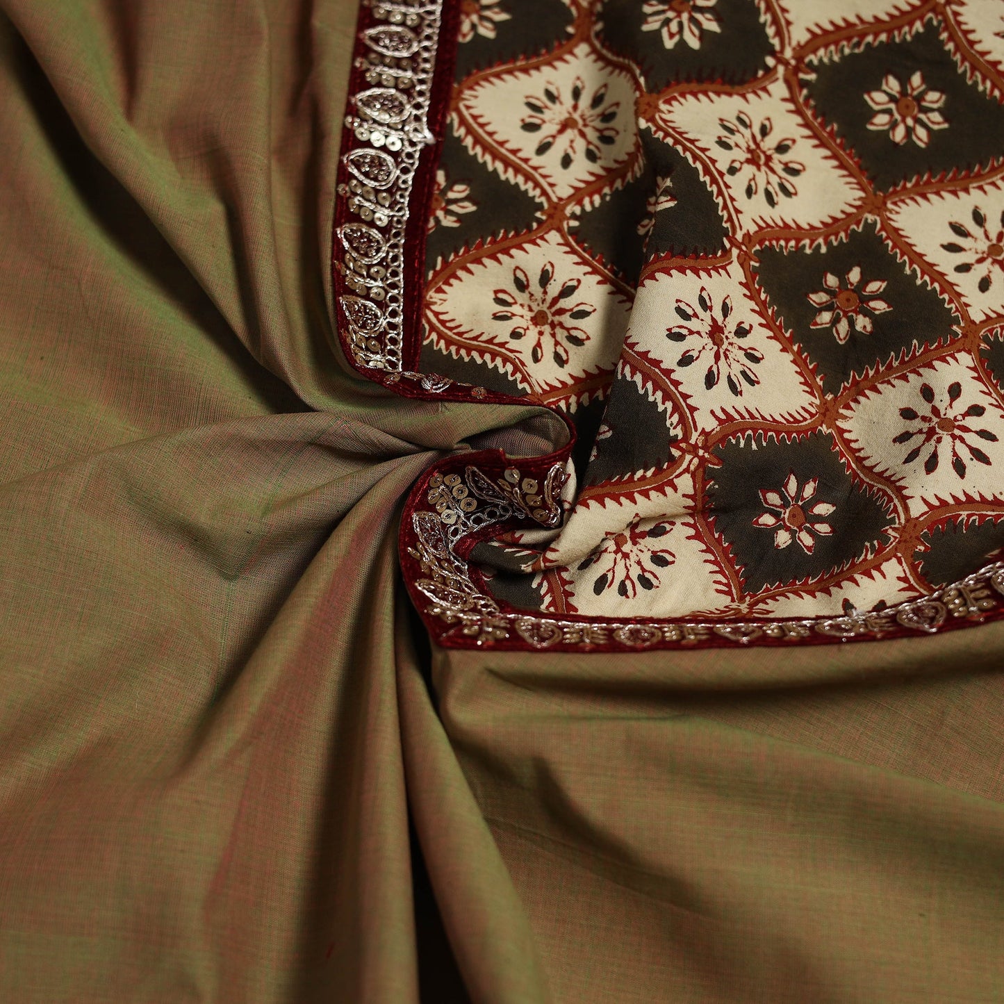 Handloom mangalagiri patchwork cotton unstitched kurta