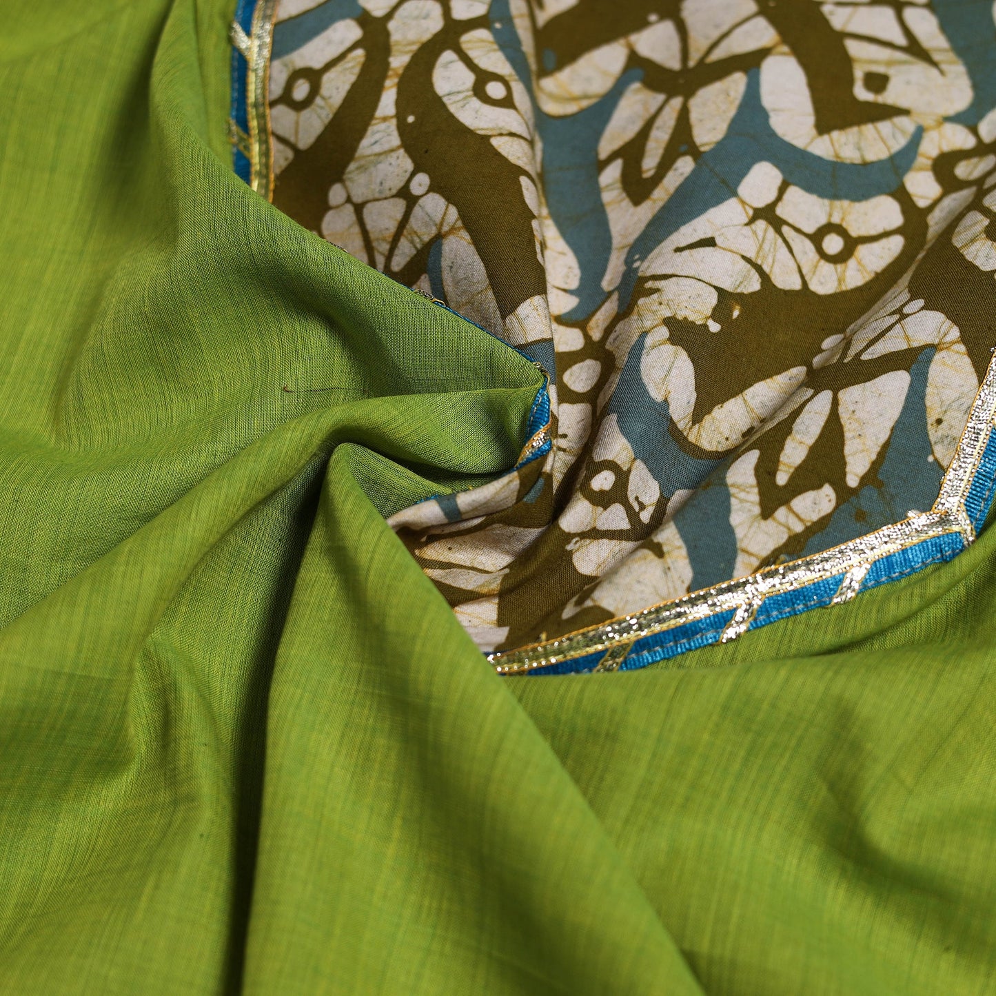 Handloom mangalagiri patchwork cotton unstitched kurta