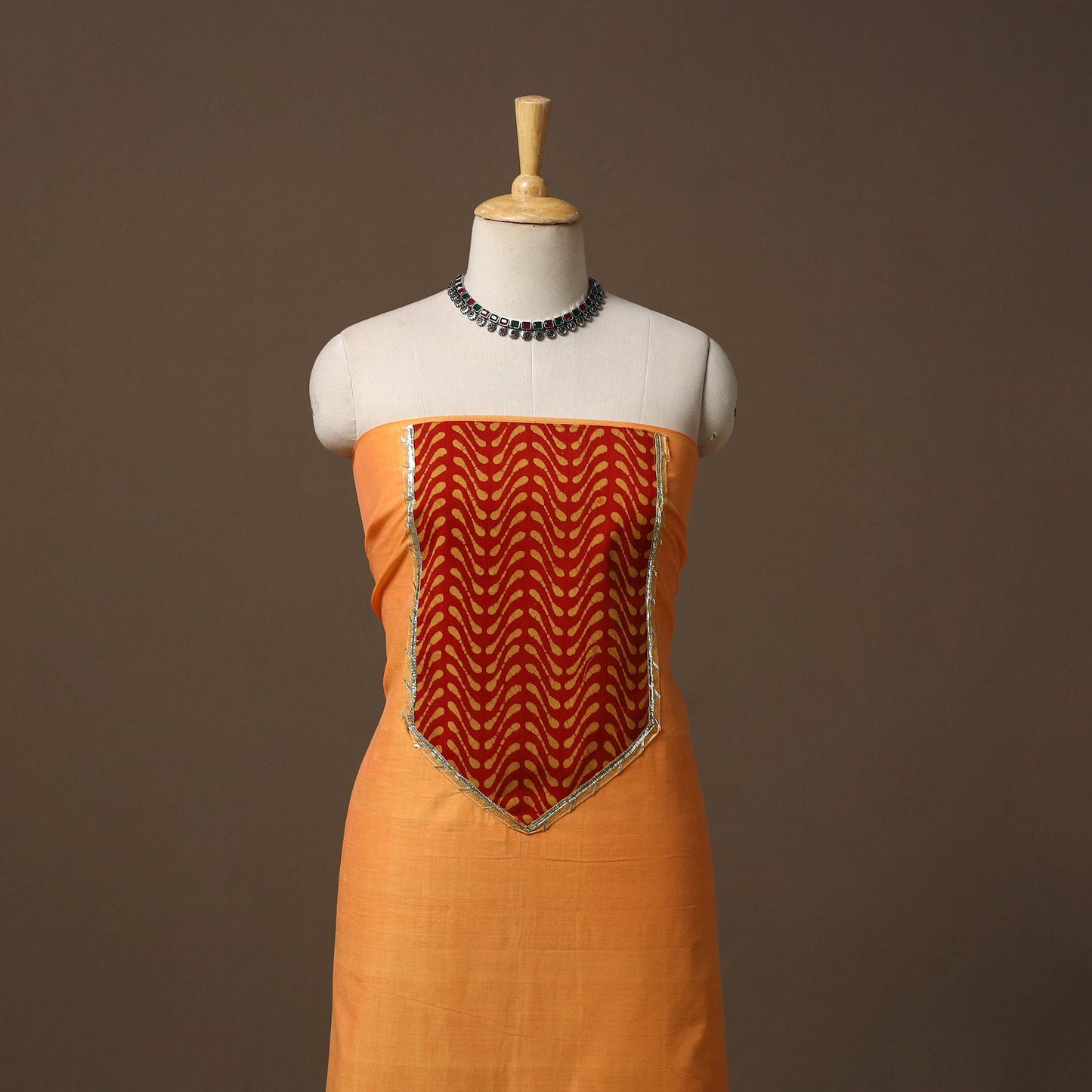 Handloom mangalagiri patchwork cotton unstitched kurta