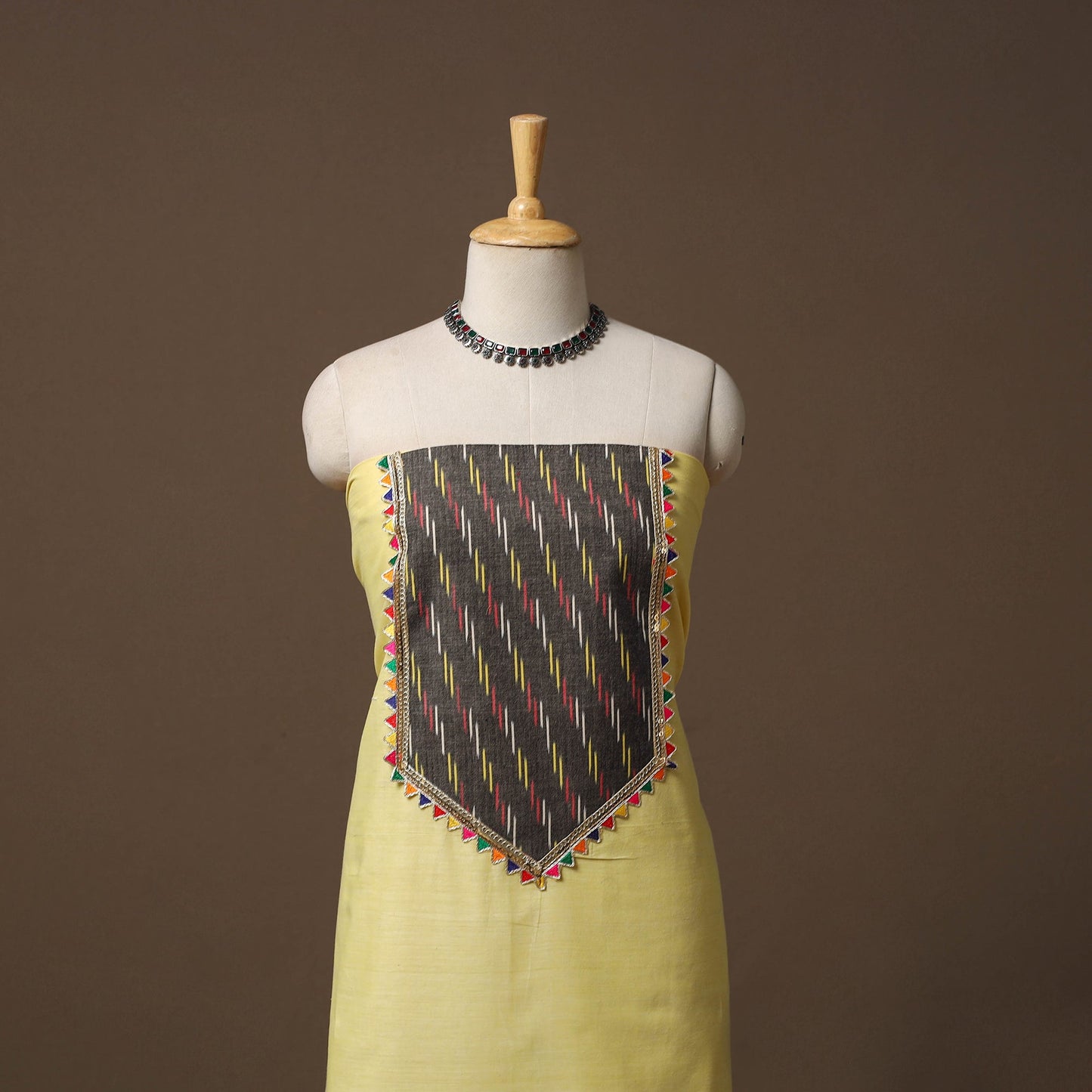 Handloom mangalagiri patchwork cotton unstitched kurta