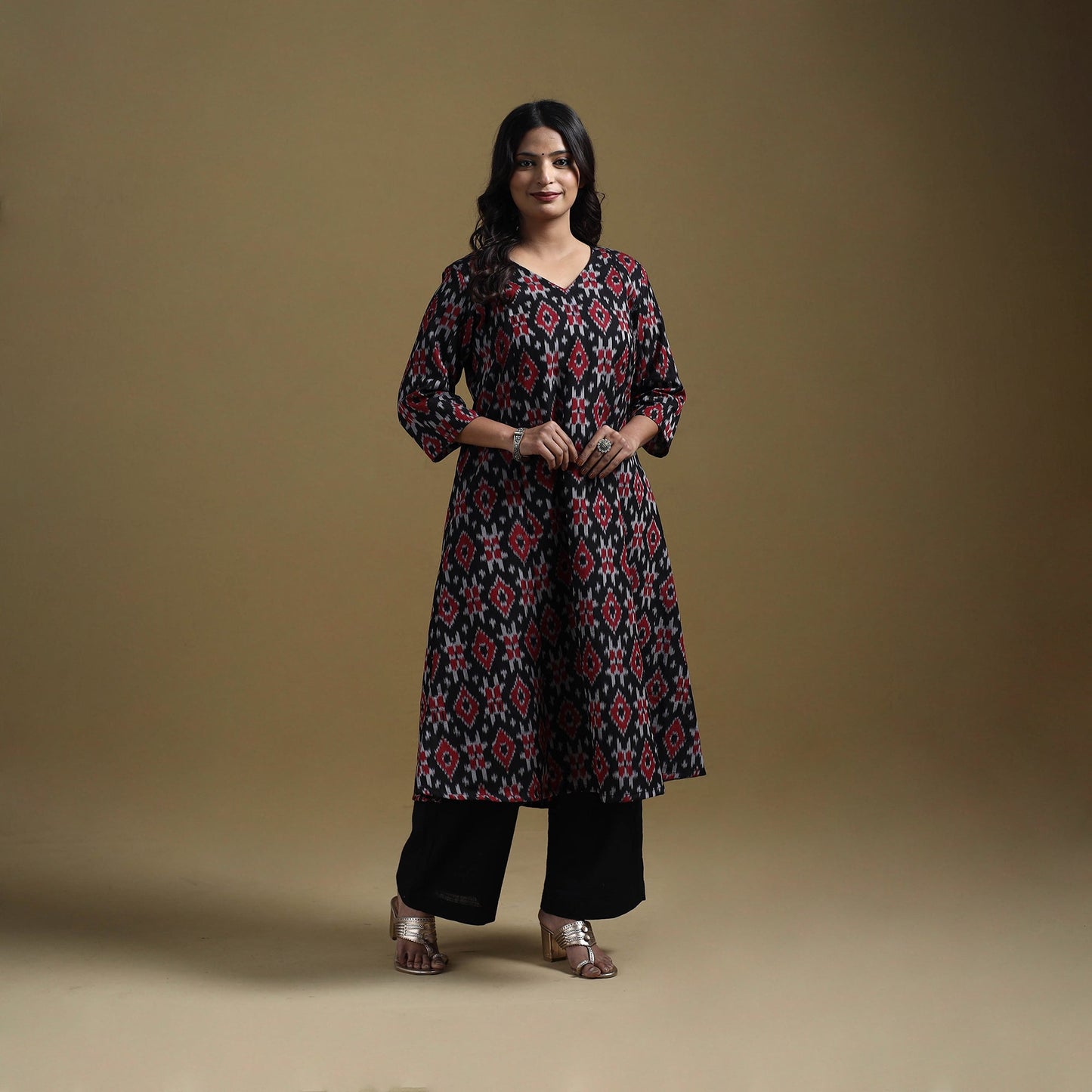 Handloom mercerised cotton pochampally ikat 2pc kurta set