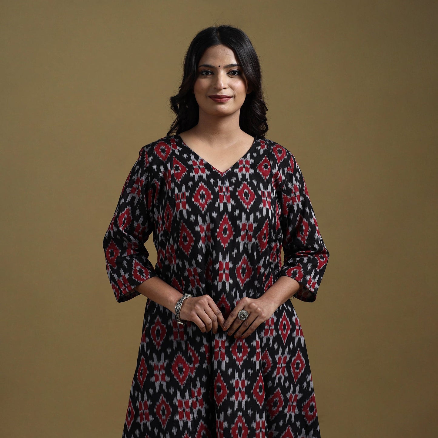 Handloom mercerised cotton pochampally ikat 2pc kurta set