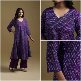 Handloom mercerised cotton pochampally ikat 2pc kurta set
