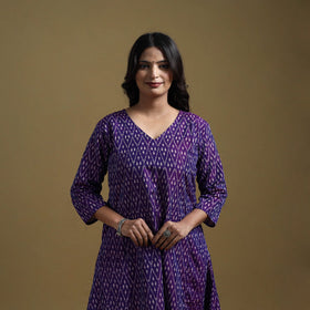 Handloom mercerised cotton pochampally ikat 2pc kurta set
