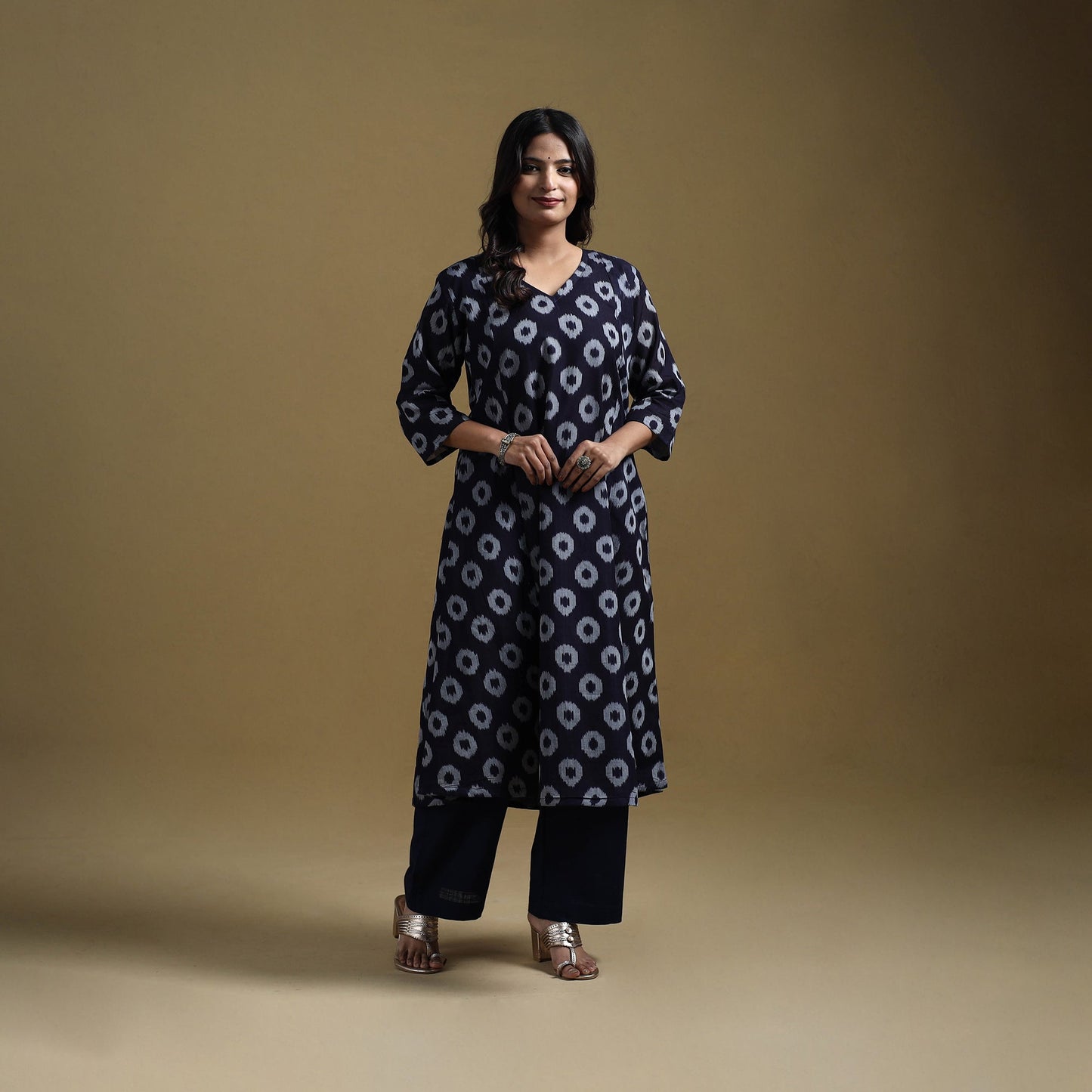 Handloom mercerised cotton pochampally ikat 2pc kurta set