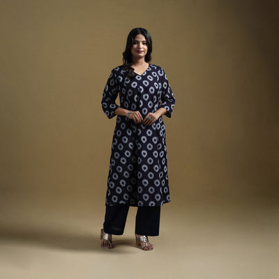 Handloom mercerised cotton pochampally ikat 2pc kurta set