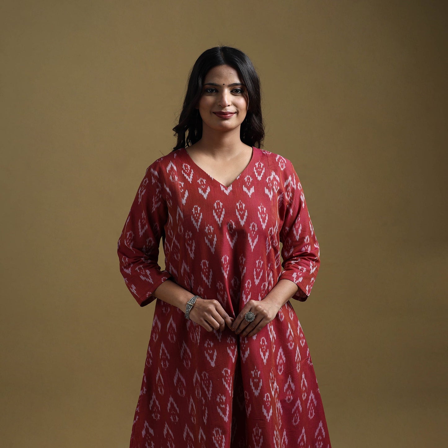 Handloom mercerised cotton pochampally ikat 2pc kurta set
