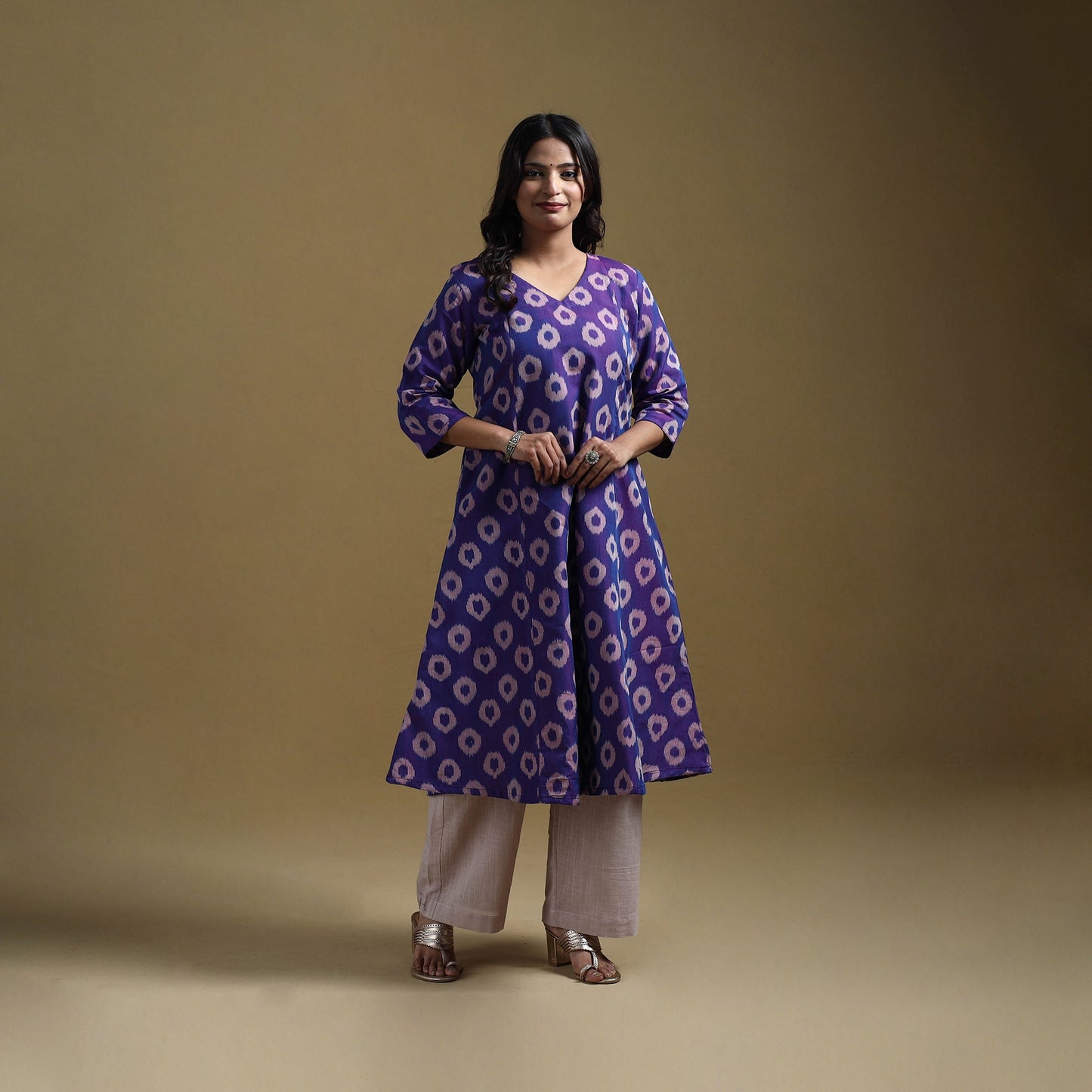 Handloom mercerised cotton pochampally ikat 2pc kurta set